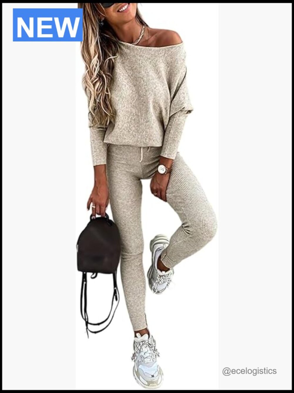 2 Piece Lounge Set Long Sleeve Knit Pullover Joggers Tracksuit Sweatsuit